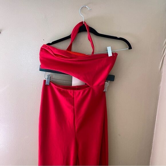Superdown Emilie Cut Out Jumpsuit red flare bell bottoms one piece Revolve NWT - Picture 7 of 9